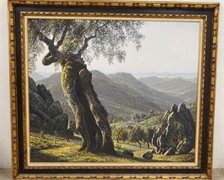 1180	LARGE OIL ON CANVAS SIGNED F FERNANDEZ, MOUNTAIN LANDSCAPE, 47 IN X 41 IN INCLUDING FRAME
