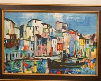 1181	OIL ON CANVAS SIGNED M COSTAL, CITY SCENE, 42 1/4 IN X 30 IN INCLUDING FRAME
