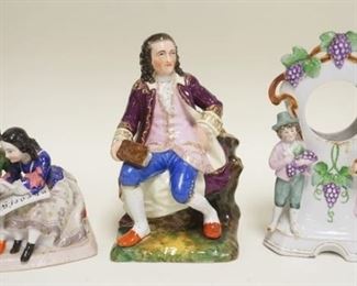 1182	3 ANTIQUE PORCELAIN FIGURES, BOY & GIRL READING, GIRL HAS A BROKEN FINGER, CLOCK CASE & SEATED GENTLEMAN, TALLEST IS 8 1/2 IN
