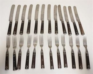 1194	AMERICAN CUTLERY CO WOODEN HANDLE FLATWARE, 12 KNIVES & 12 FORKS
