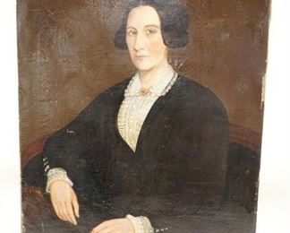1202	OIL ON CANVAS PORTRAIT OF A LADY, NOT FRAMED, 25 IN X 30 IN
