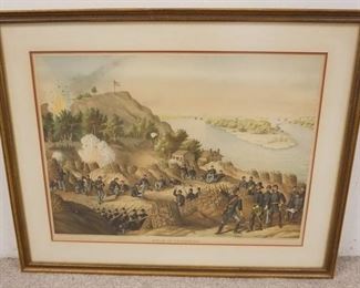 1221	LARGE PRINT SIEGE OF VICKSBURG, KURZ & ALLISON, 1888, 32 1/4 IN X 25 1/2 IN INCLUDING FRAME
