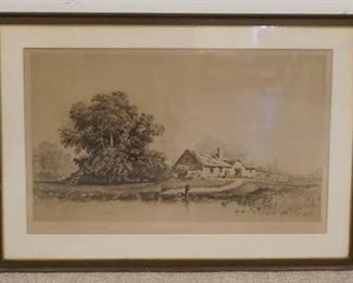 1225	FRAMED ETCHING BY C ROST *THE OLD VETERANS*, 31 3/4 IN X 22 IN INCLUDING FRAME
