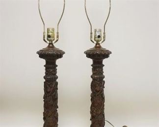 1230	PAIR OF SIMULATED WOOD LAMPS W/IVY LEAF DESIGN, 37 1/2 IN HIGH
