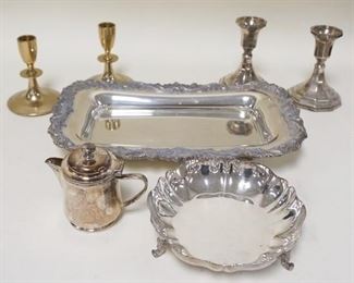 1235	SILVERPLATE & BRASS LOT, TRAY IS 13 1/2 IN X 7 1/2 IN
