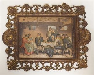 1242	BRADLEY & HUBBARD CAST IRON PLAQUE, FAMILY SCENE, 11 1/2 IN X 8 3/4 IN
