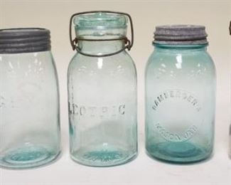 1245	5 CANNING JARS, AMBER COHANSEY GLASS, PHILA GEM, LEOTRIC BAMBERGERS MASON & THE VICTORY JAR
