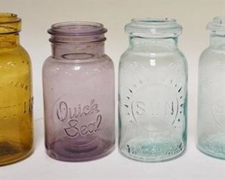 1248	4 CANNING JARS INCLUDES AMETHYST QUICK SEAL, 2 SUN, AMBER LIGHTNG
