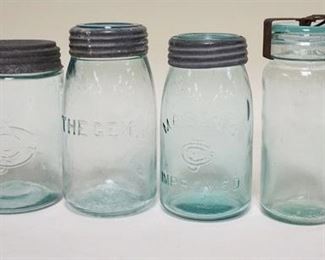 1247	4 CANNING JARS INCLUDES MASON IMPROVED, THE GEM, CCJ MASON & SAFETY VALVE

