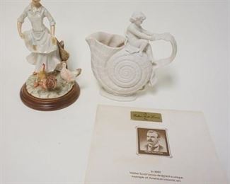 1264	ITALIAN PORCELAIN FIGURE & LENOX SIR WALTER VASE, TALLEST IS 9 3/4 IN
