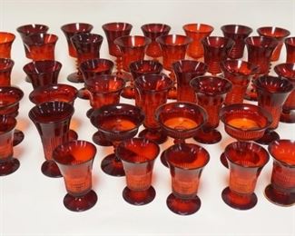 1282	38 PIECE FENTON LINCOLN INN RED STEMWARE, 4 SIZES, TALLEST IS 6 IN
