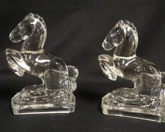 1302	PAIR OF CRYSTAL HORSE BOOKENDS, 5 3/4 IN WIDE X 8 IN HIGH
