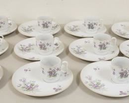 1315	ROYAL GEOFFREY FINE CHINA SNACK/LUNCHEON SETS, 16 CUPS & PLATES W/FLORAL DECORATIONS & GOLD RIM
