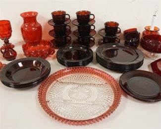 1328	LOT OF MISC RED GLASS INCLUDING ROYAL RUBY, 3 PIECES ARE RED STAINED
