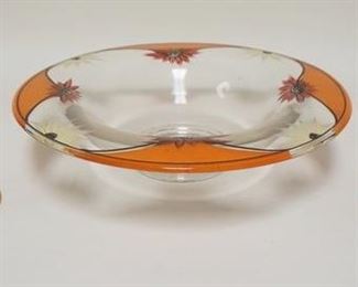 1333	HAND PAINTED ART DECO 3 PIECE CONSOLE SET, BOWL IS 12 1/2 IN DIAMETER
