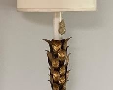 Vintage X-tra Tall Made in Italy Brass Leaf Table Lamp