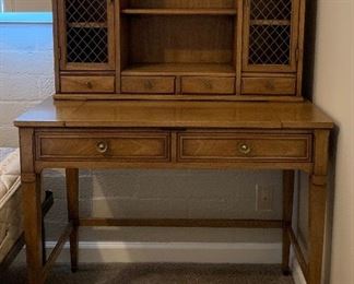 Vintage Drexel Triune Writing Desk With Upper Hutch