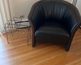 Leather Chair Made in Italy and Magazine Rack