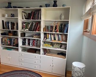 Three Section Bright White Bookcases