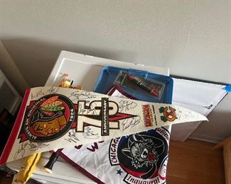 Black Hawks 75th Anniversary Pennant Signed