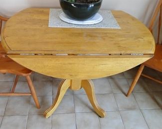 Drop leaf kitchen table with 2 Windsor style chairs $75 Table is 41x24x31