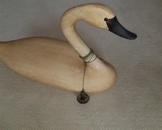 Vintage Large Wooden Swan Decoy Buoy 