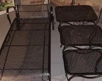 Wrought Iron Lounge chair & 3 nesting tables