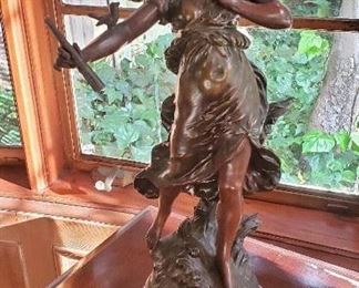 Art Nouveau Spelter Bronze by F. Moureau