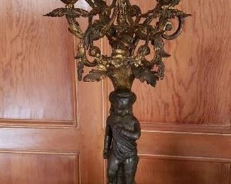 One of a Pair of Antique French Gilt Candelabra, wired