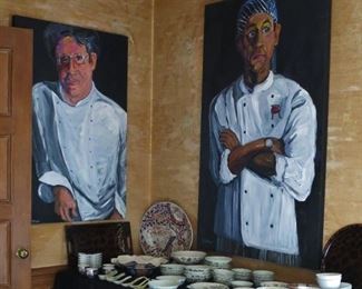 Two Large Chef Paintings by B. Bowman, exhibited at the BH Library