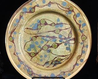 Reverse-Painting in Gold, Charger by C. Jonas