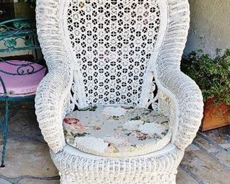 one of a Pair of Large Wicker Chairs