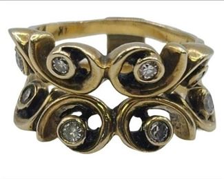 14k Gold Ring with 8 Diamonds