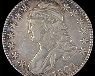 U.S. 1821 Capped Bust Silver Half Dollar Coin