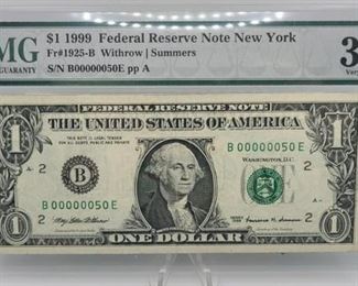Seven Zero's One Dollar Note PMG Graded 30 EPQ