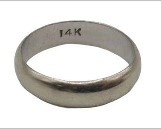 14k White Gold Wedding Band Ring