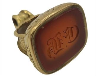 Vintage 14k Gold Carnelian Intaglio Ring / Pendant