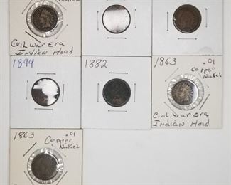 3 Civil War 1863 Indian Head Cents & Extras