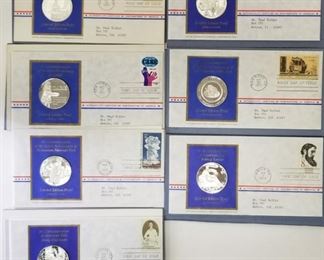 7 Postmasters of America Sterling Silver Medals & Covers