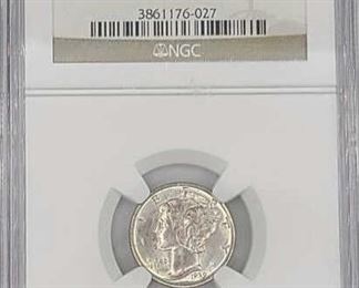 1939-D Mercury Dime NGC Graded MS66