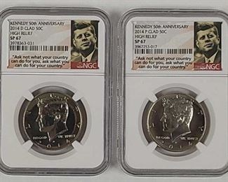 2014-P & D Clad High Relief Kennedy Half Dollars NGC SP67