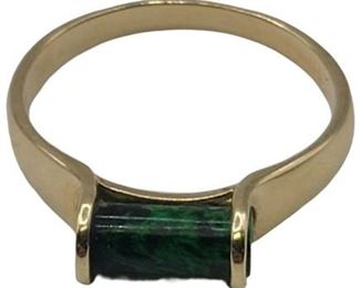 14k Gold Ring with Green Marble Stone