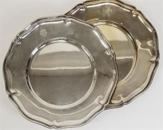 Two Vintage German Sterling Silver Scallop Edge Plates