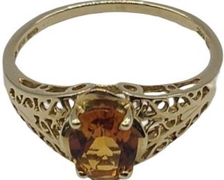 14k Gold Ring with Large Citrine