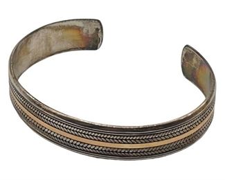 Sterling Silver and 10k Rose Gold Cuff Bracelet