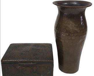 Two Antique Hammered Copper Pieces, Including Roycroft