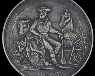 Antique 1870's Silver Illinois Award Medal by R. Kieserling