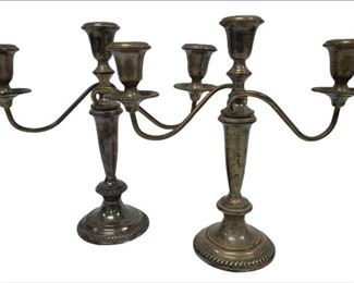 Pair of Empire 369 Sterling Silver Weighted 3-Arm Candelabras