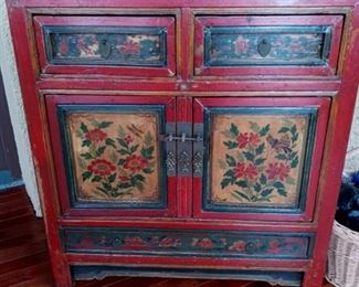 Hand painted chest w/floral motif