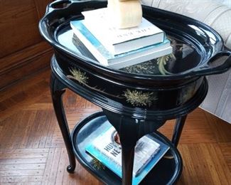 Black lacquer end table